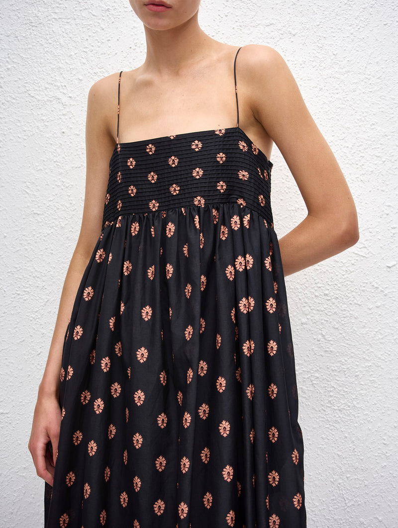 Empire Pintuck Bodice Dress in Vida