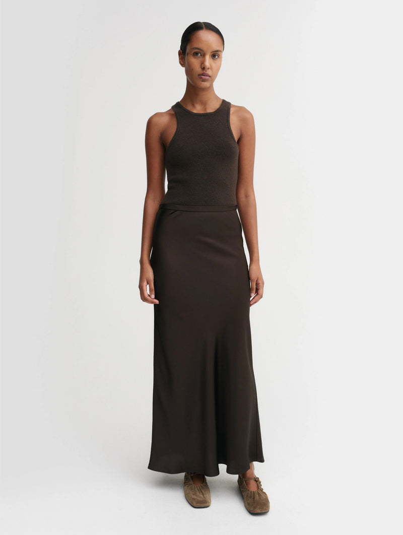Eni Satin Skirt in Chocolate