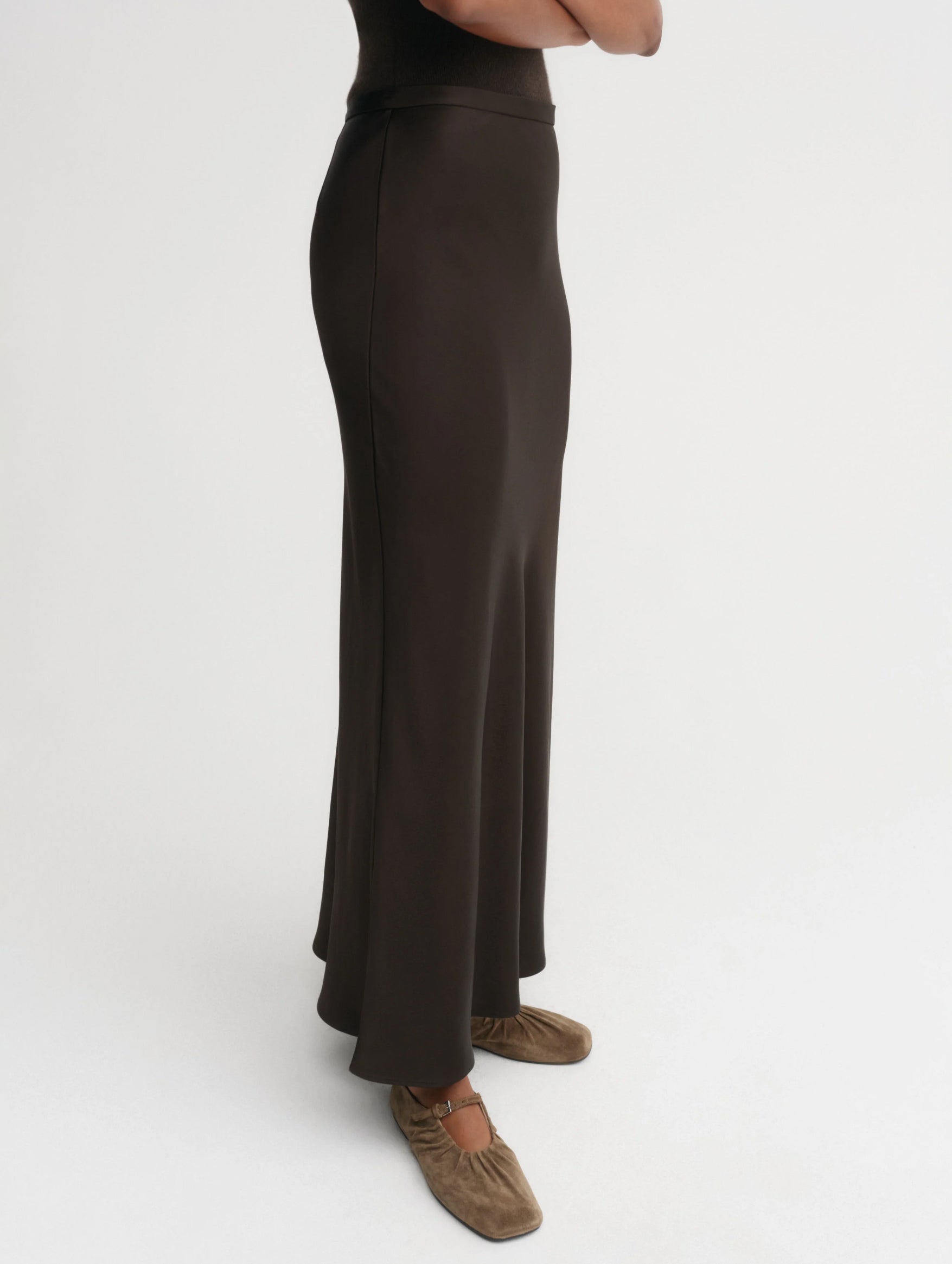 Eni Satin Skirt in Chocolate