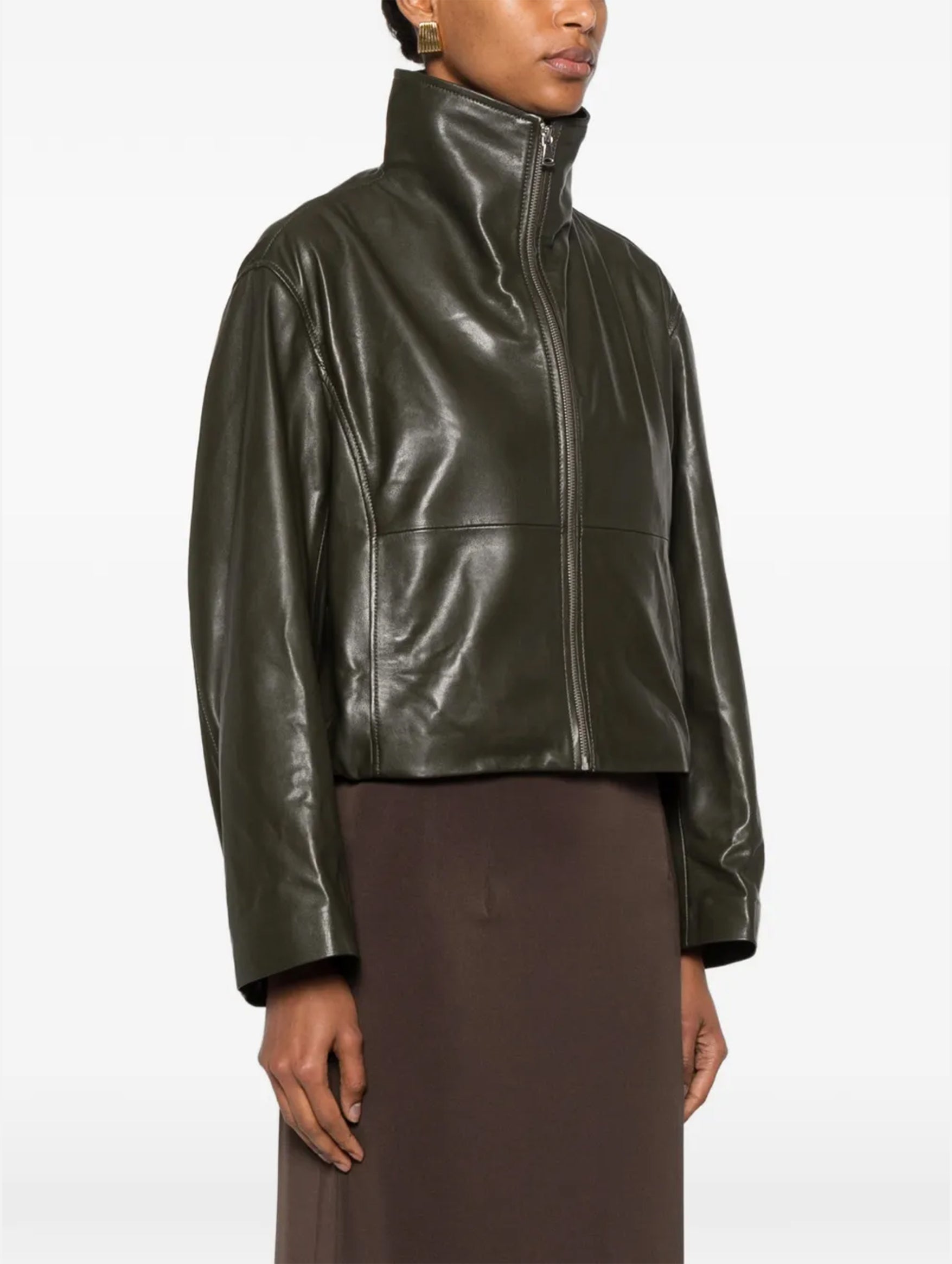 Etienne Leather Jacket in Olive