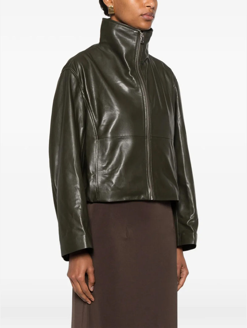 Etienne Leather Jacket in Olive