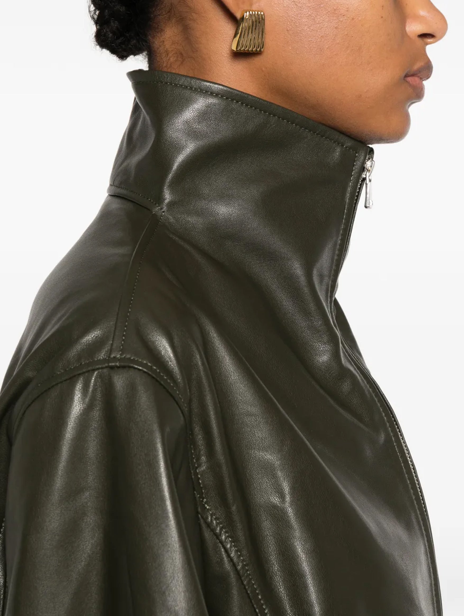 Etienne Leather Jacket in Olive