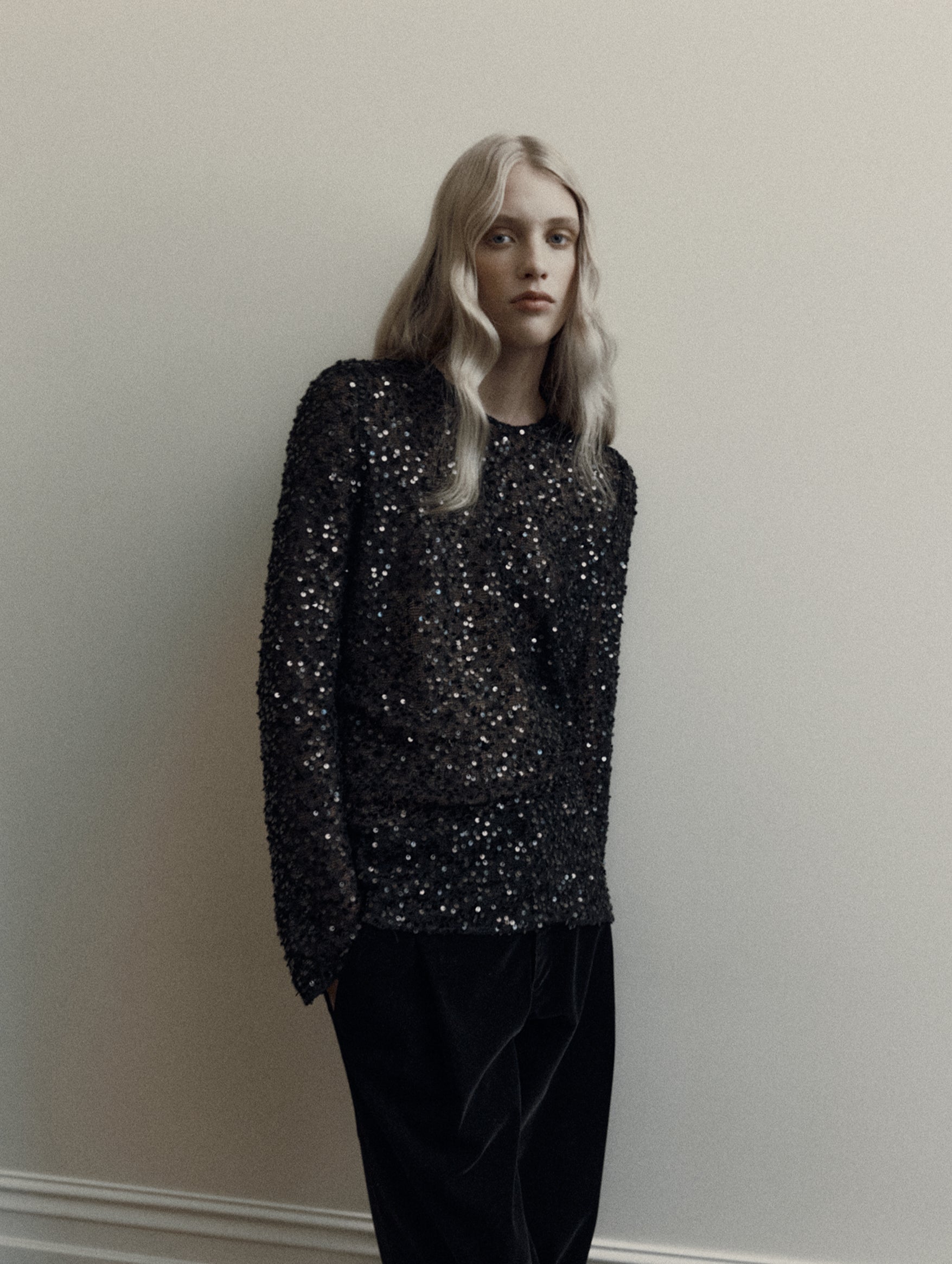 Eva Sequin Top in Black