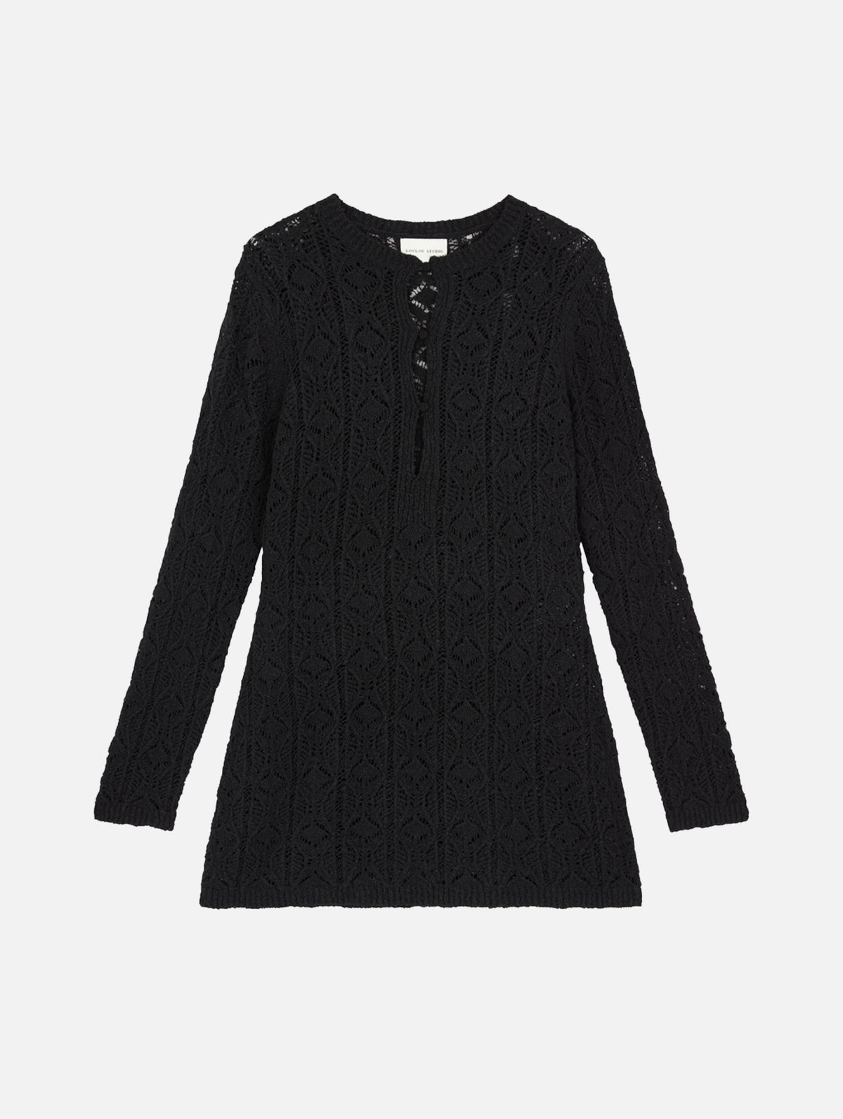 Evan Lace Stitch Dress in Black