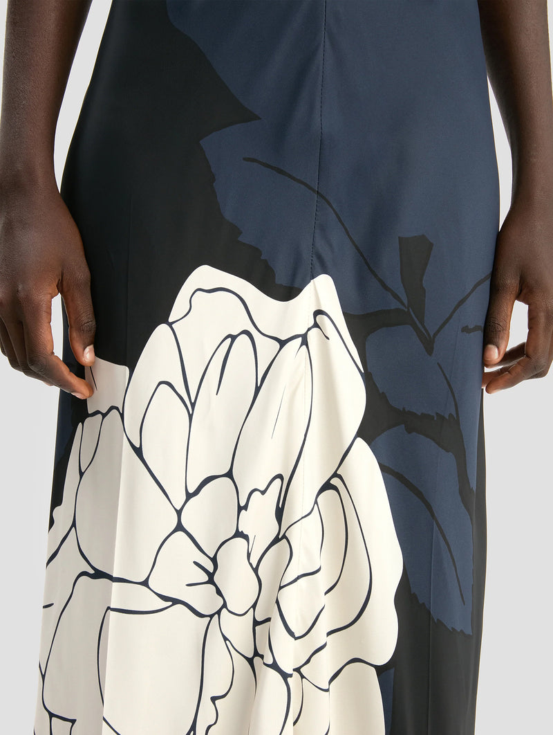 Eve Midi Dress in Dark Navy Floral Print
