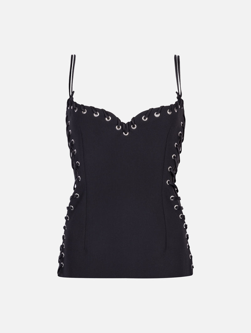 Eyelet Heart Singlet in Black