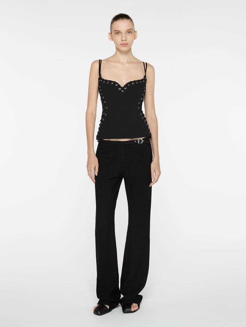 Eyelet Heart Singlet in Black