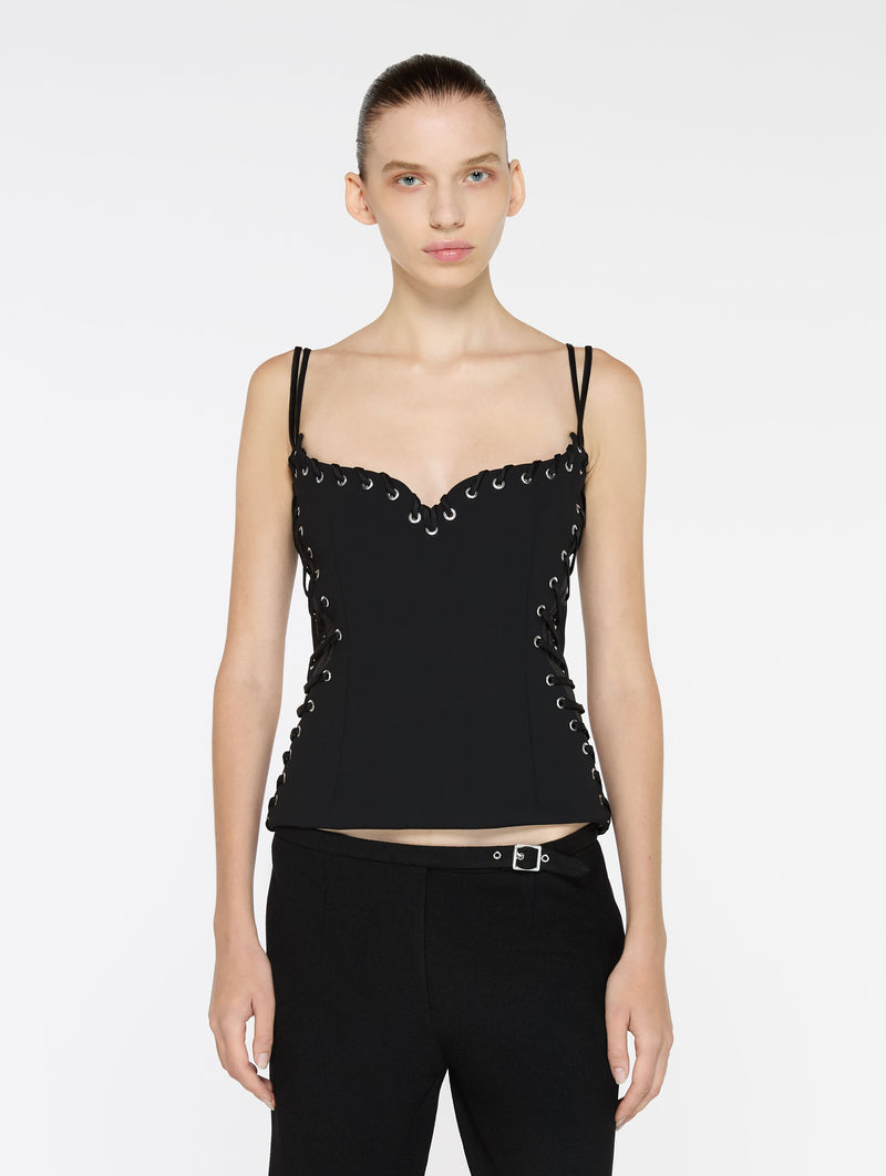 Eyelet Heart Singlet in Black