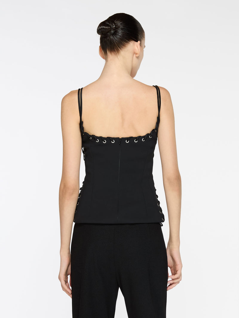 Eyelet Heart Singlet in Black