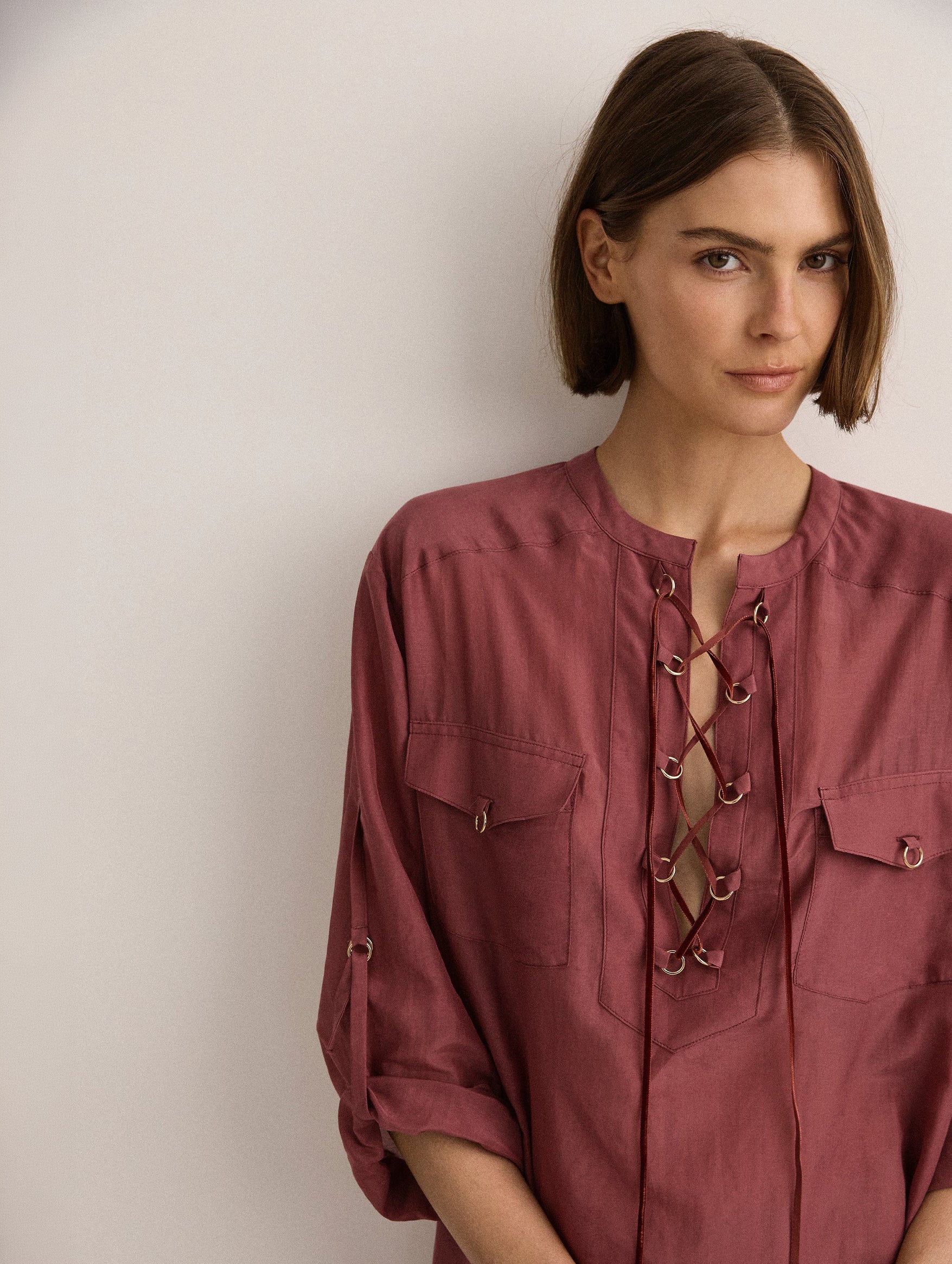 Eyelet Kaftan in Plum