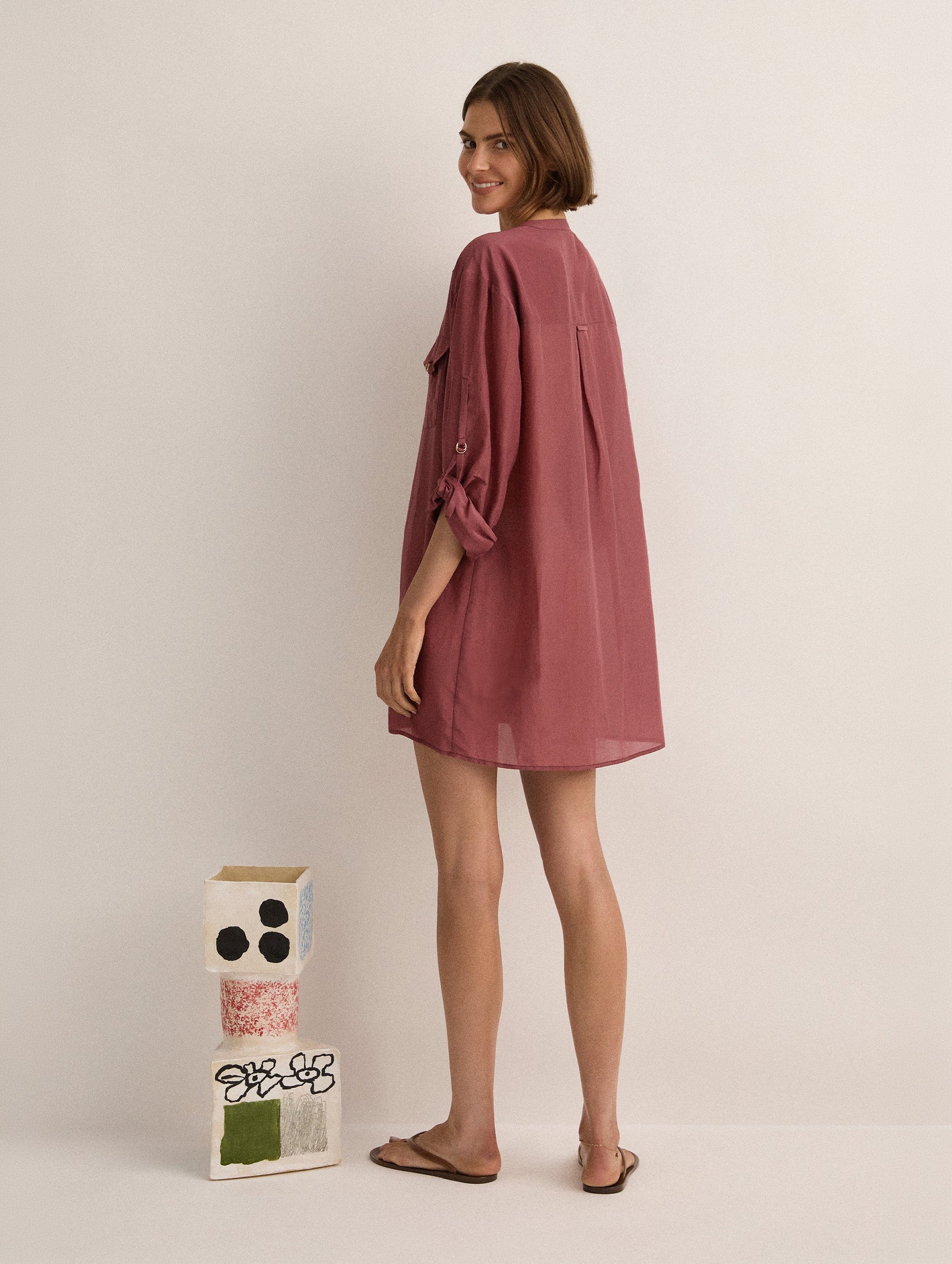Eyelet Kaftan in Plum