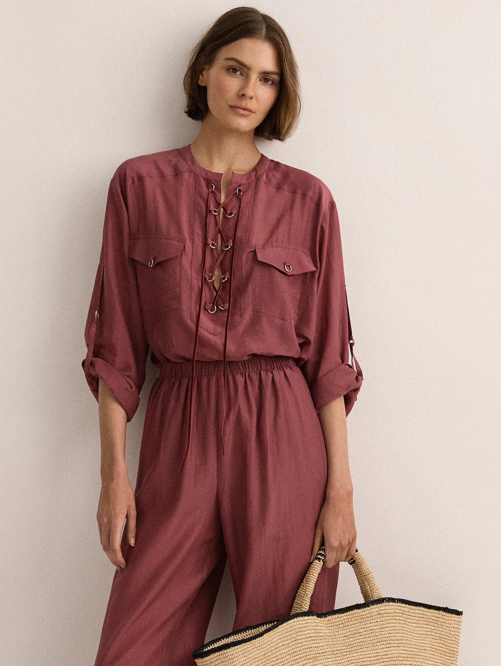 Eyelet Kaftan in Plum
