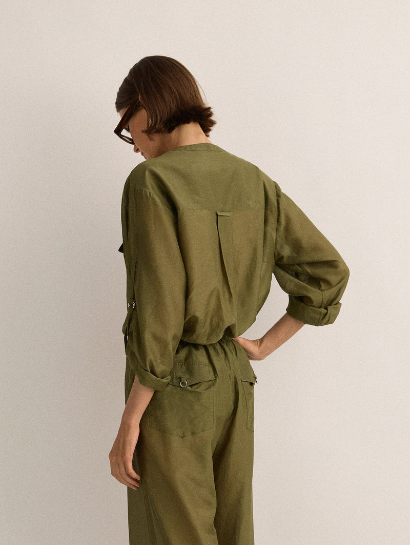 Eyelet Kaftan in Safari Green