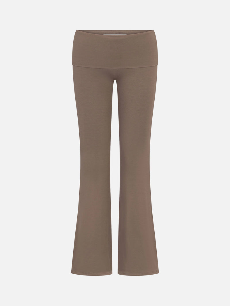 Foldover Flare Pant in Mushroom