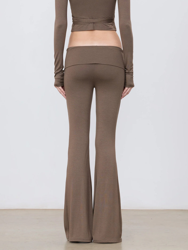 Foldover Flare Pant in Mushroom