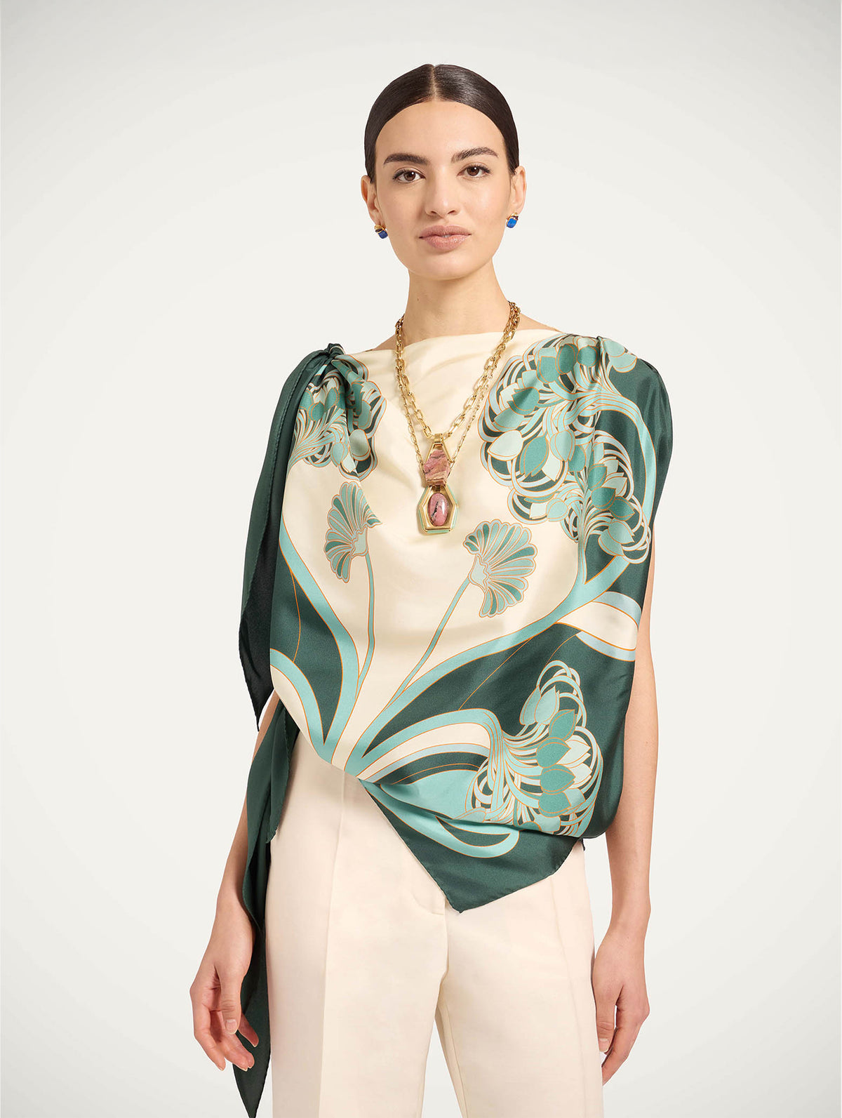 Full-On Foulard in Blooming Tulip Placée Mint