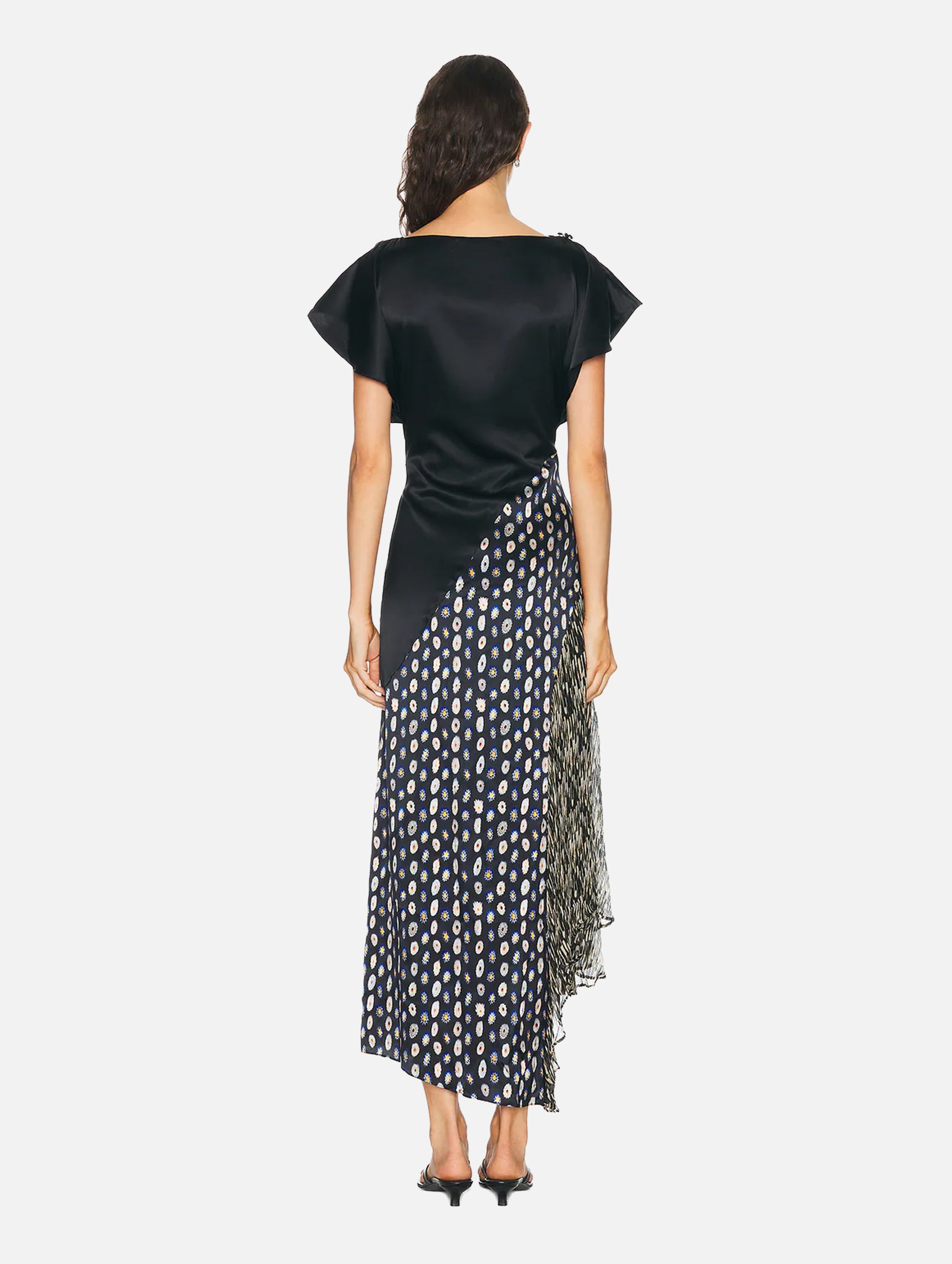 Fawn Silk Dress in Black/Navy Multi