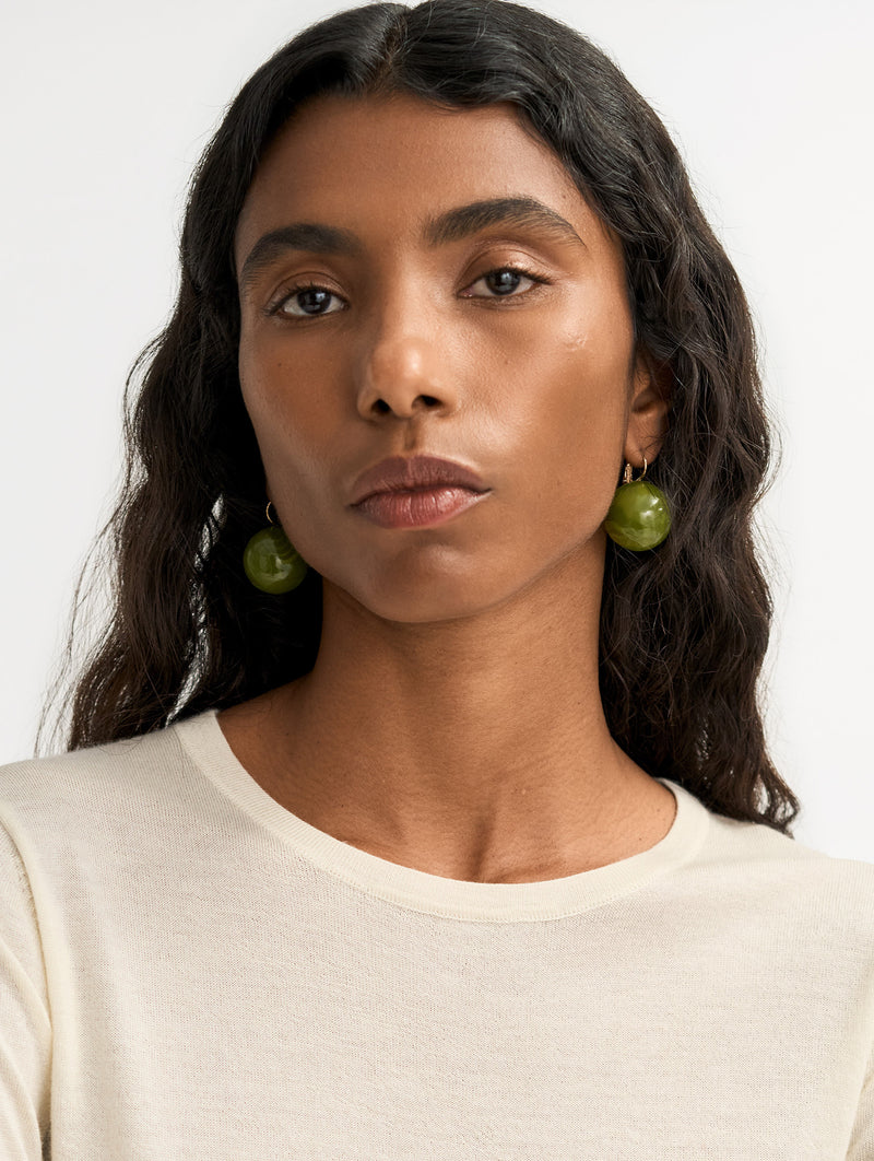 Featherlight Cashmere Silk Crewneck in Feather White