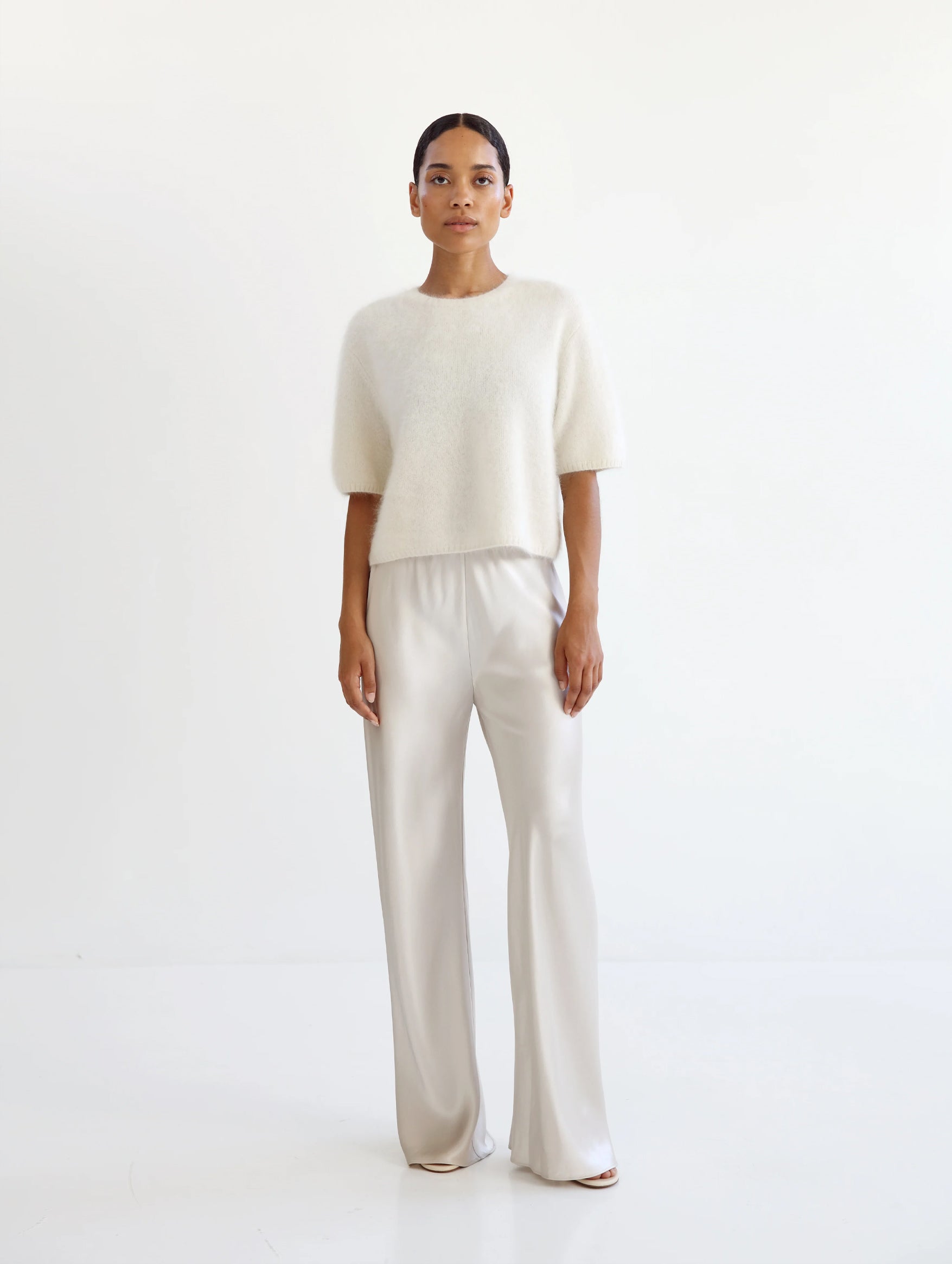 Fei Brushed Cashmere Tee in Cream