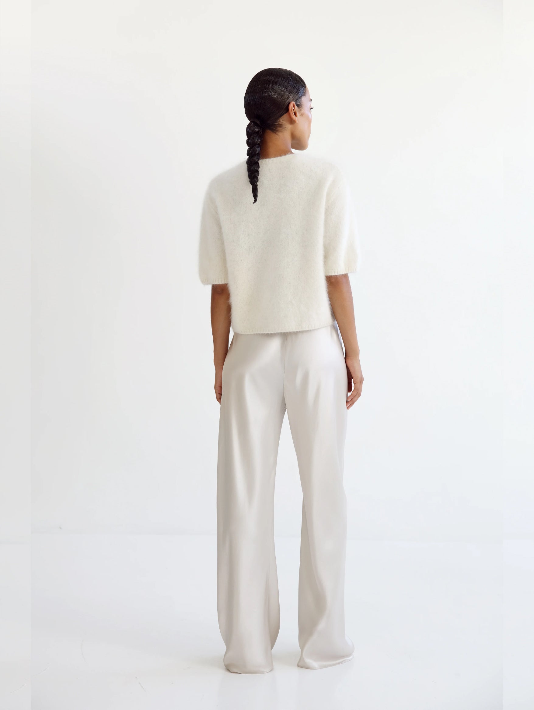 Fei Brushed Cashmere Tee in Cream