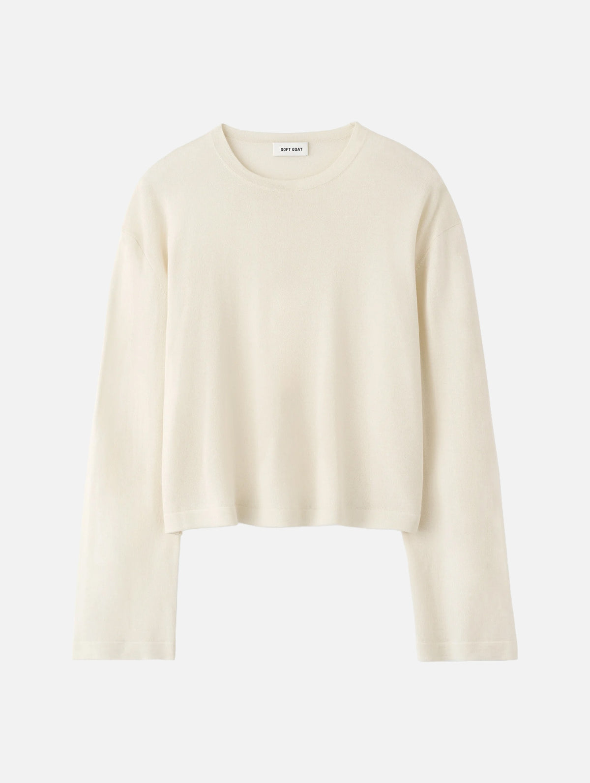 Fine Knit Cashmere Crewneck in Feather White