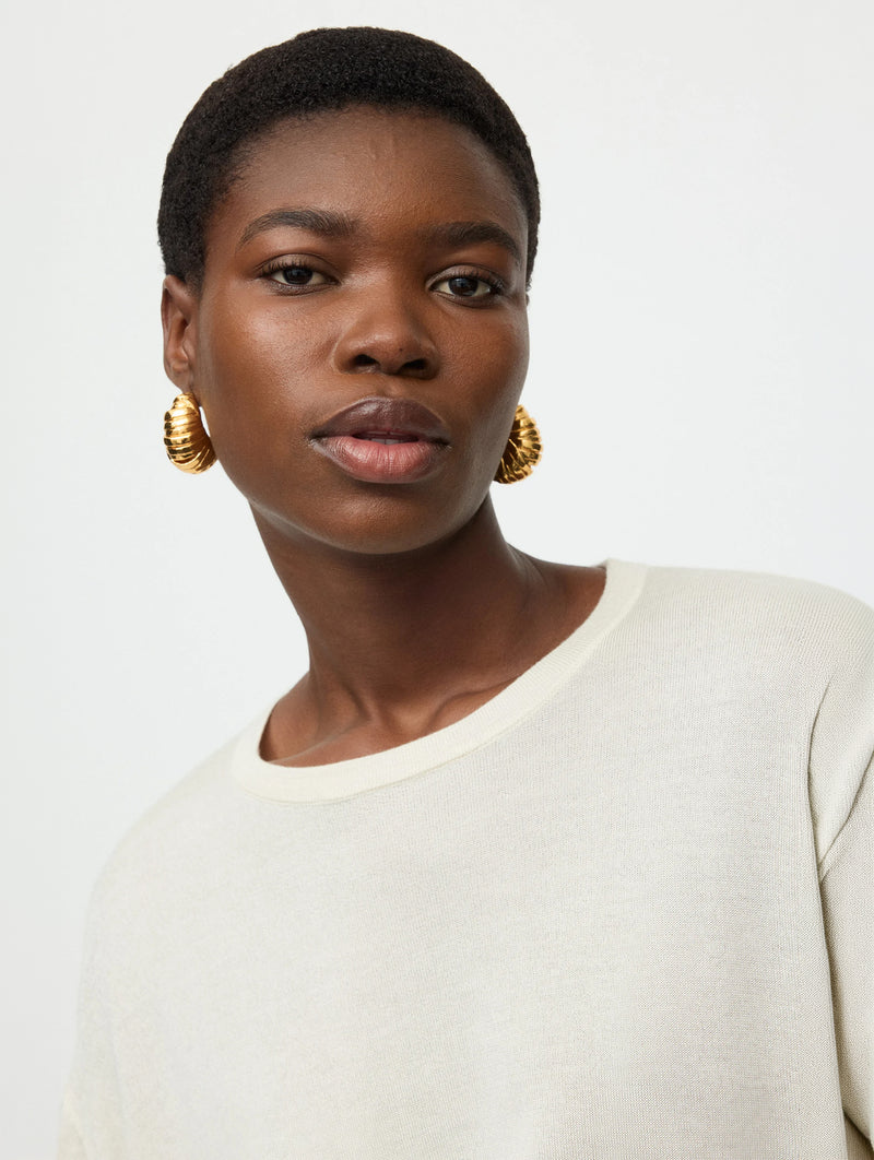 Fine Knit Cashmere Crewneck in Feather White