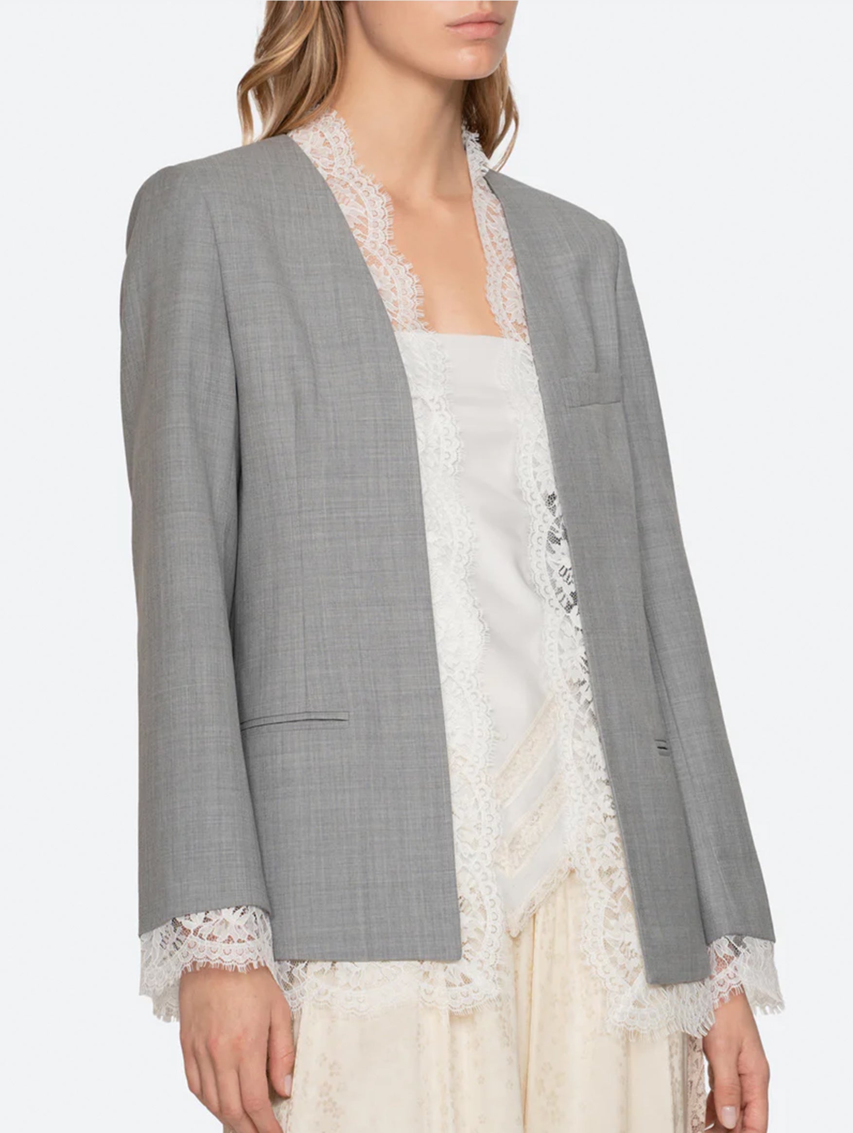 Fiora Tropical Wool Jacket in Grey