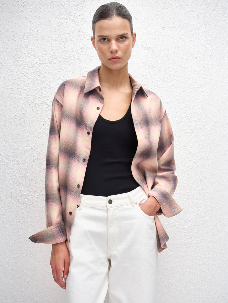 Flannel Shirt in Coral Check