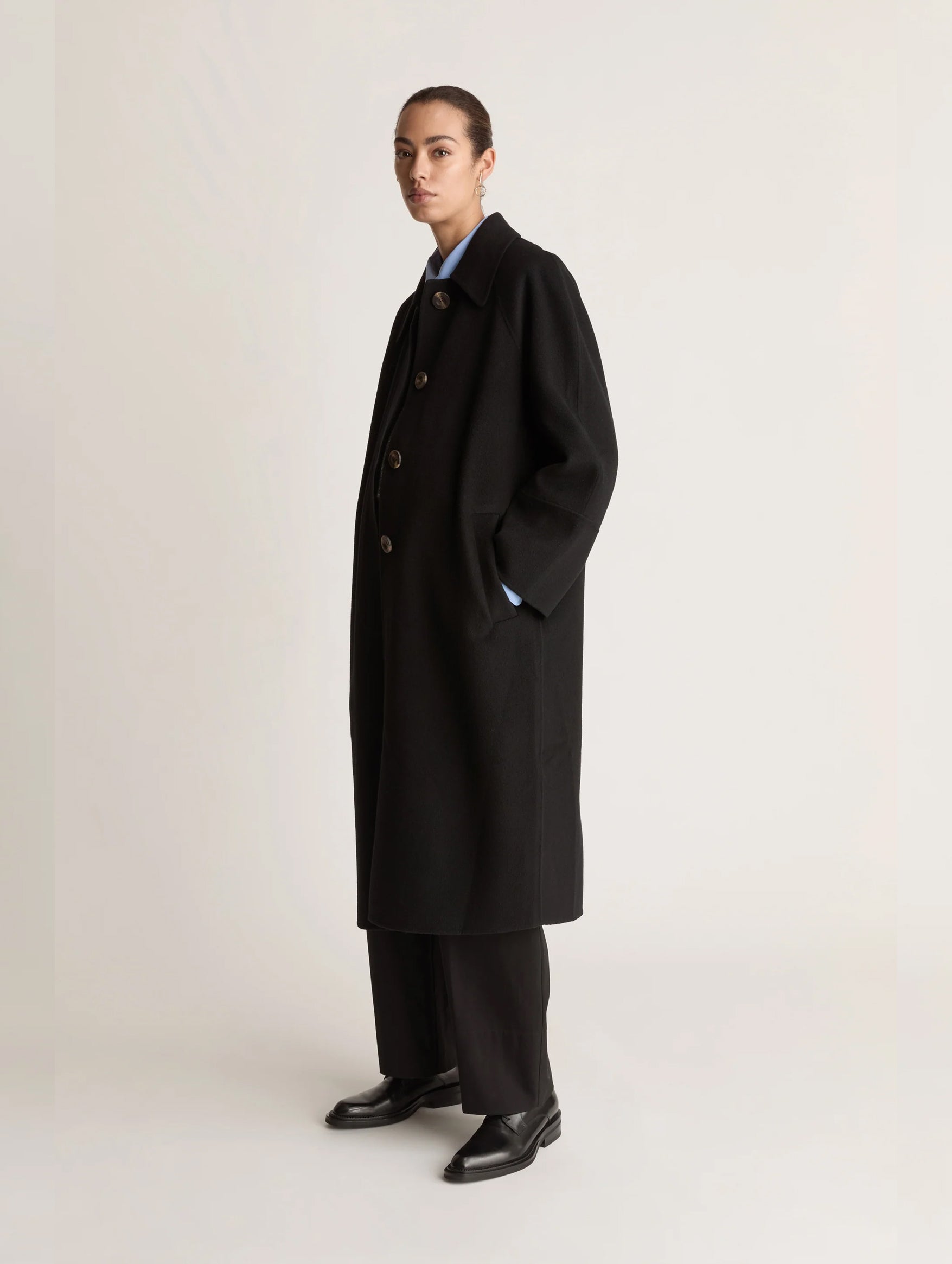 Florentine Cashmere Car Coat in Black