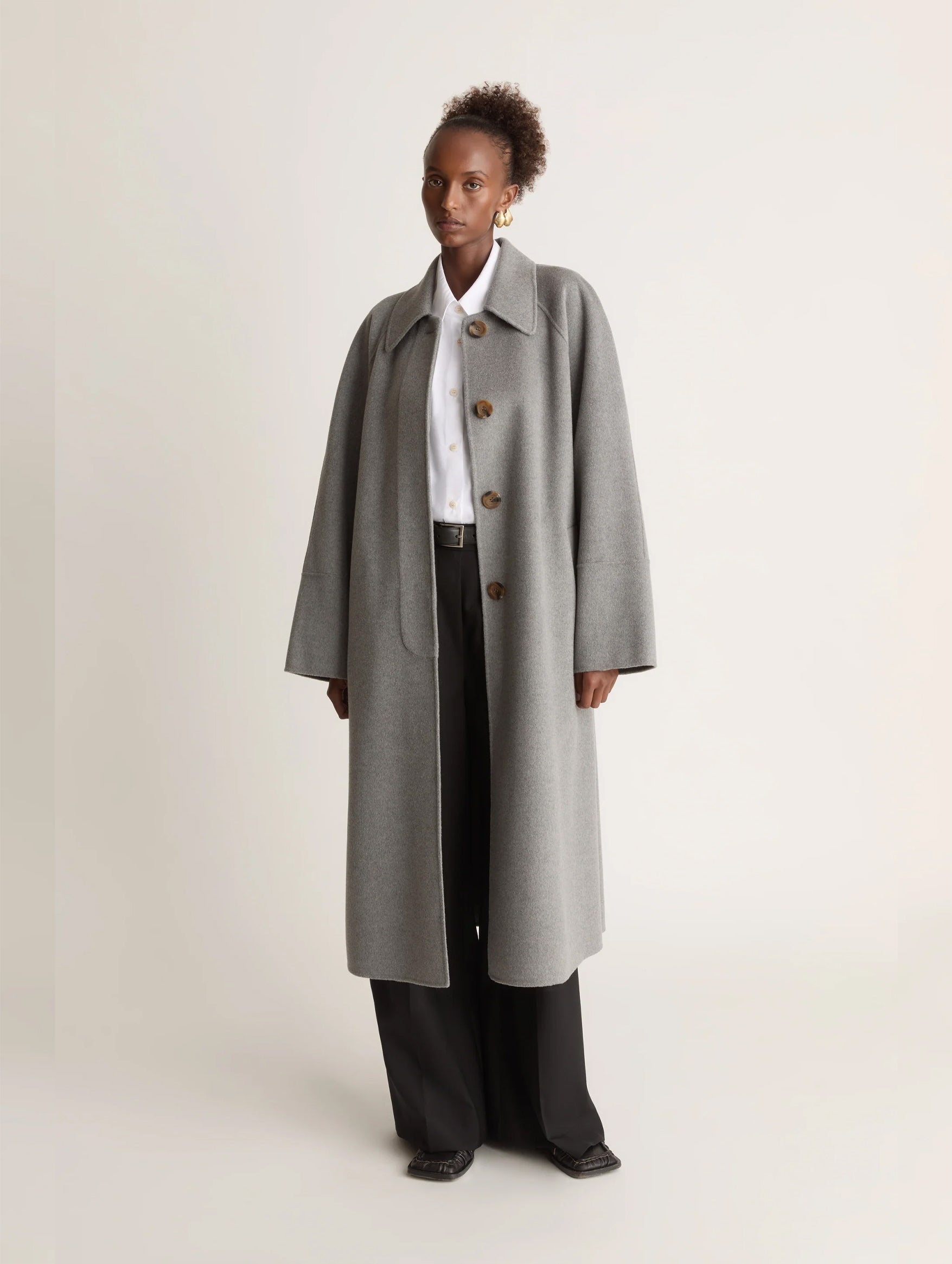 Florentine Cashmere Car Coat in Grey Marle