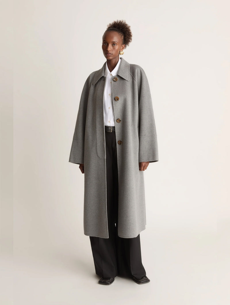 Florentine Cashmere Car Coat in Grey Marle