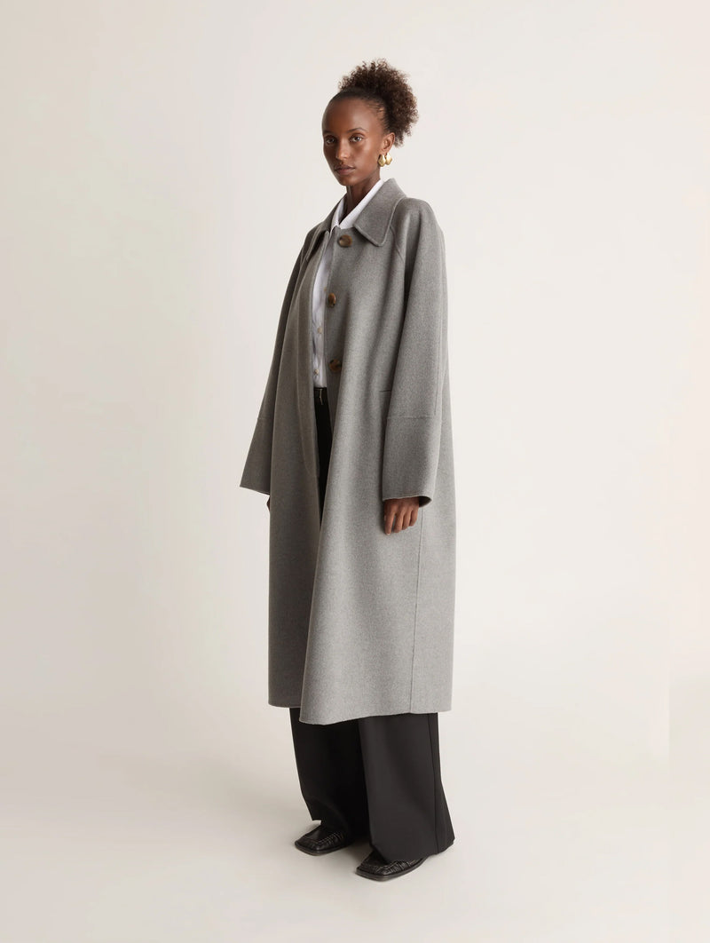 Florentine Cashmere Car Coat in Grey Marle