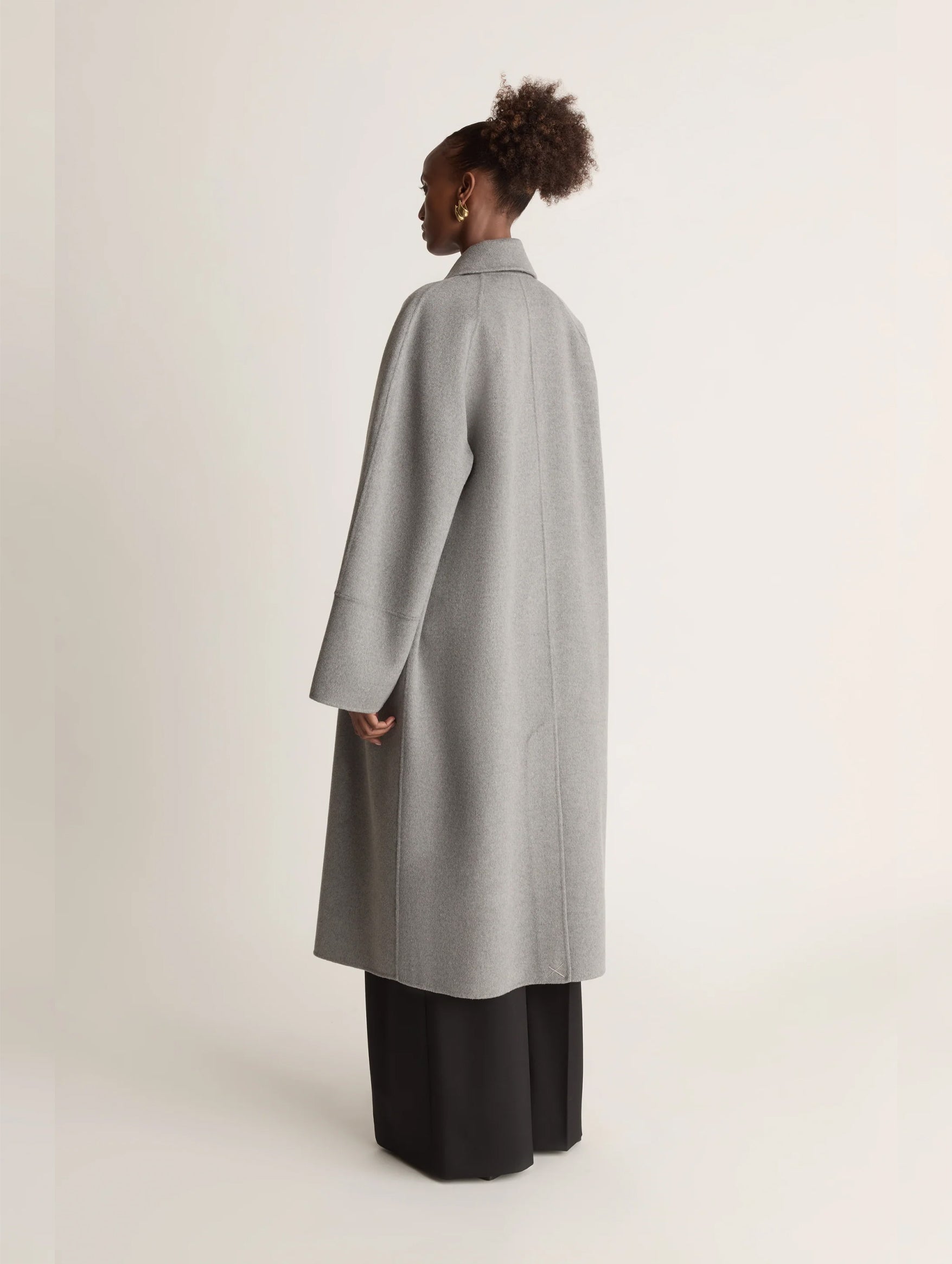Florentine Cashmere Car Coat in Grey Marle