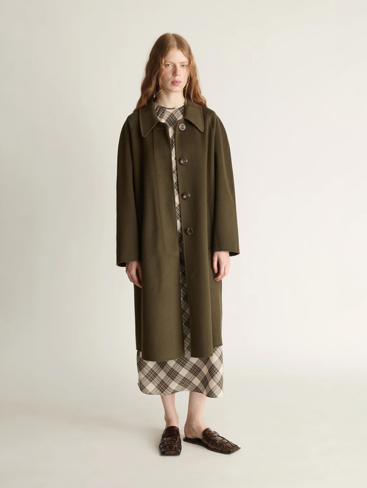 Florentine Cashmere Coat in Khaki