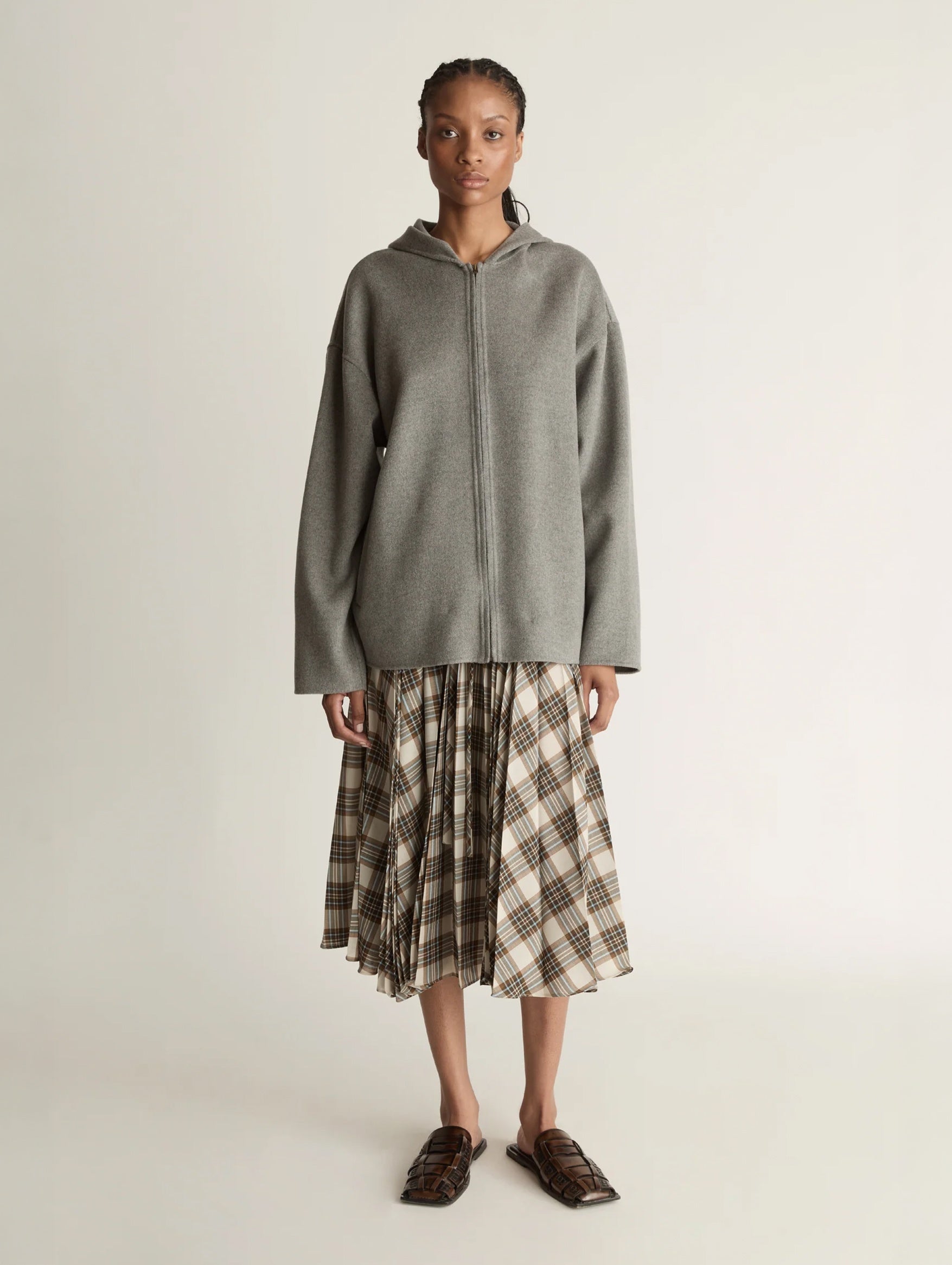 Florentine Cashmere Hooded Jacket in Grey Marle