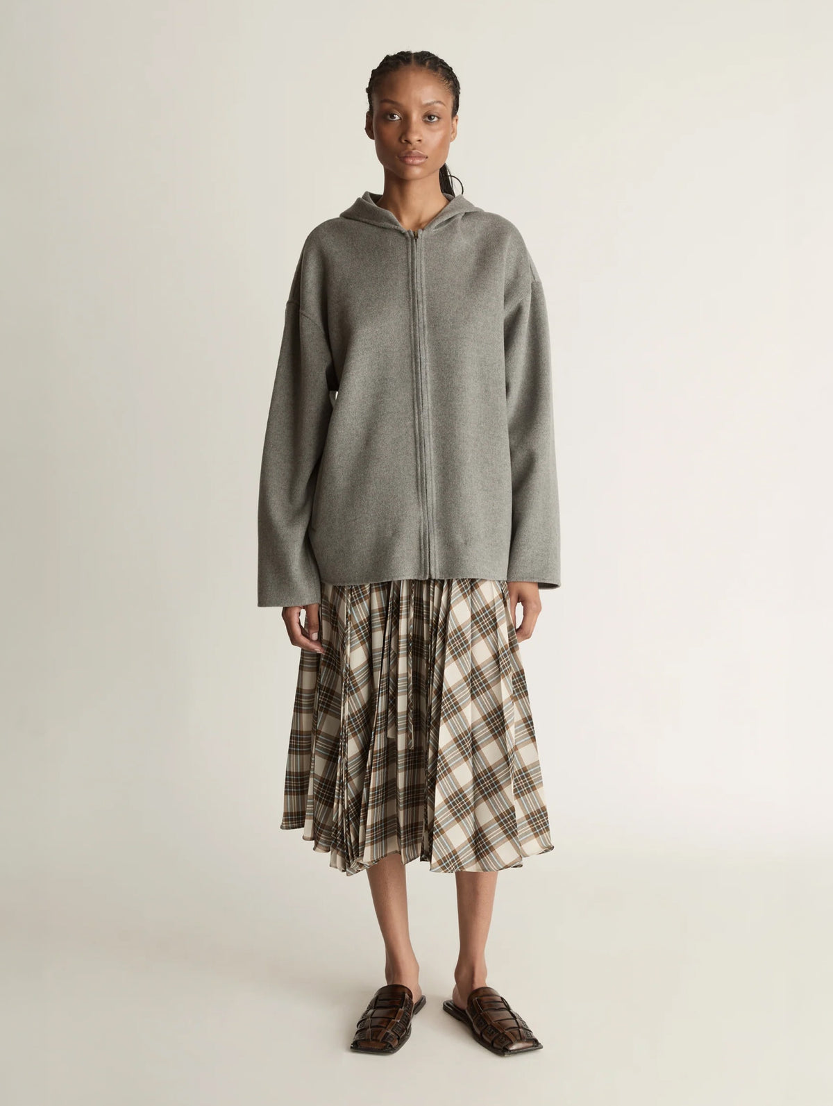 Florentine Cashmere Hooded Jacket in Grey Marle