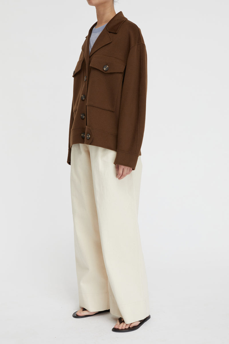 Florentine Cashmere Worker Jacket in Pecan
