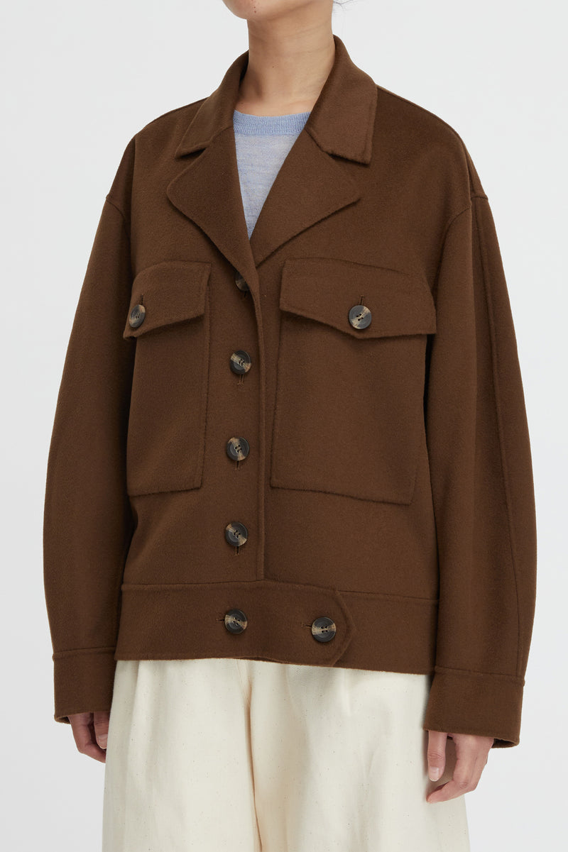 Florentine Cashmere Worker Jacket in Pecan