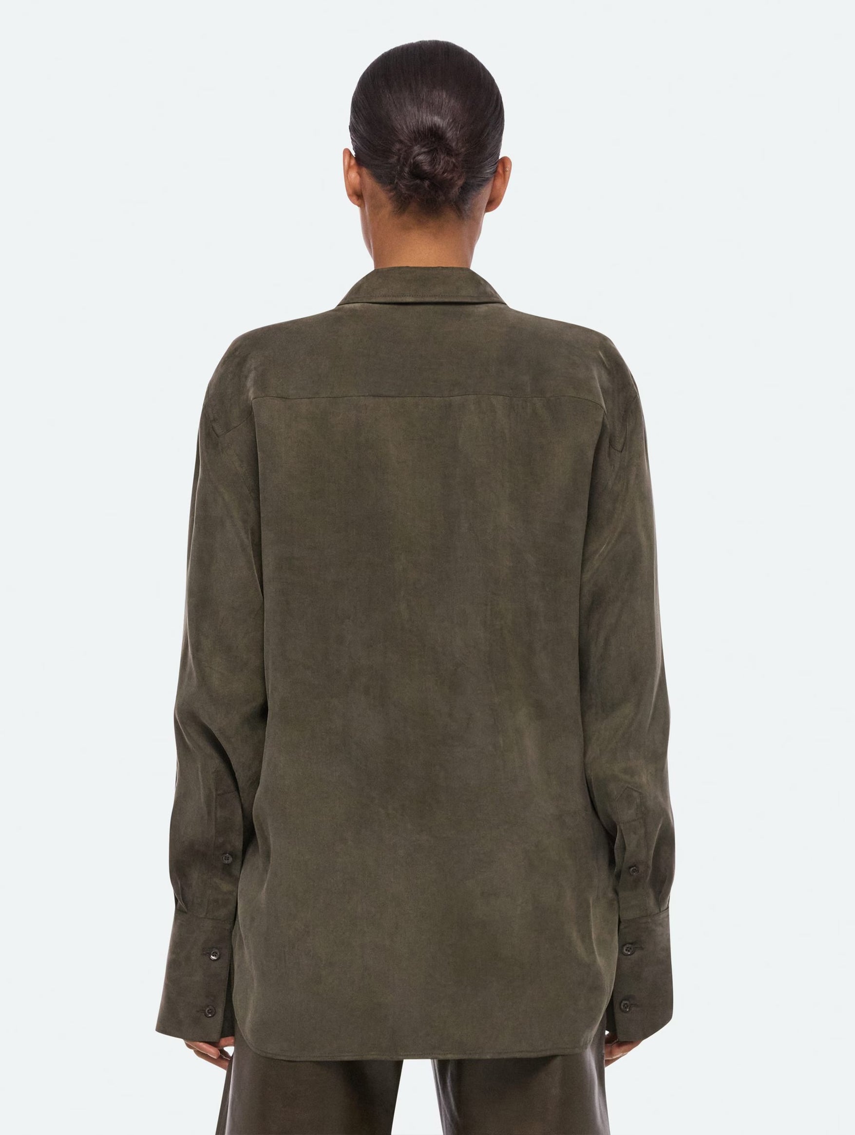Fluid Drape Shirt in Dark Moss