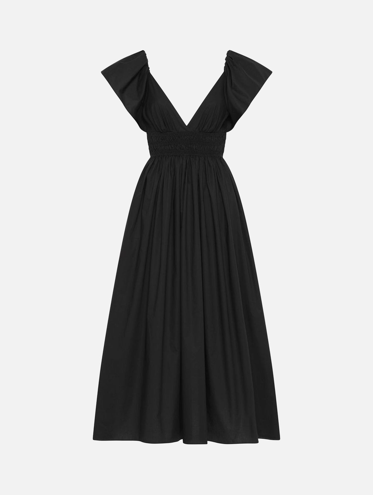 Flutter Sleeve Midi Dress in Black