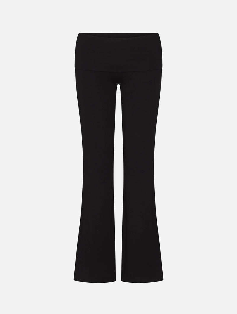 Foldover Flare Pant in Black