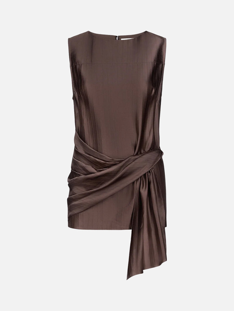 Fonda Draped Top in Dark Brown