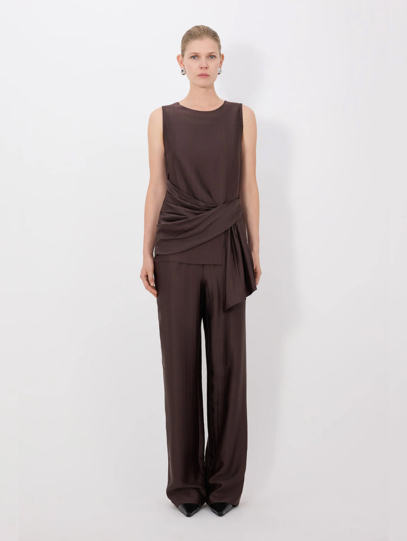 Fonda Draped Top in Dark Brown
