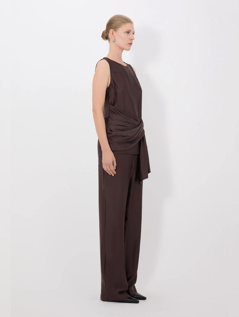 Fonda Draped Top in Dark Brown
