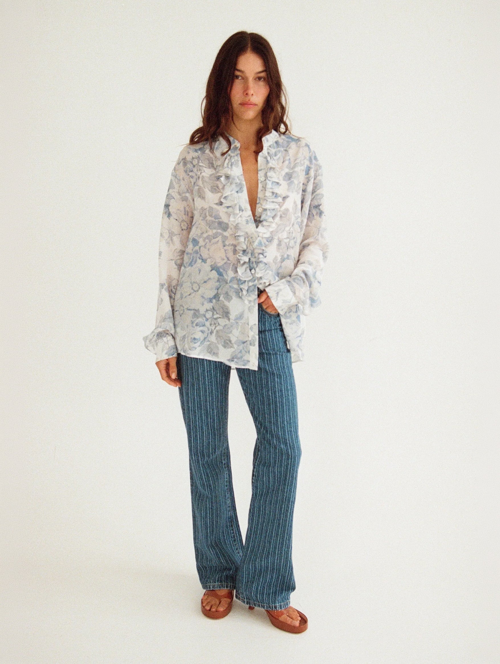 For the Frill Of It Shirt in Vintage Blue Floral