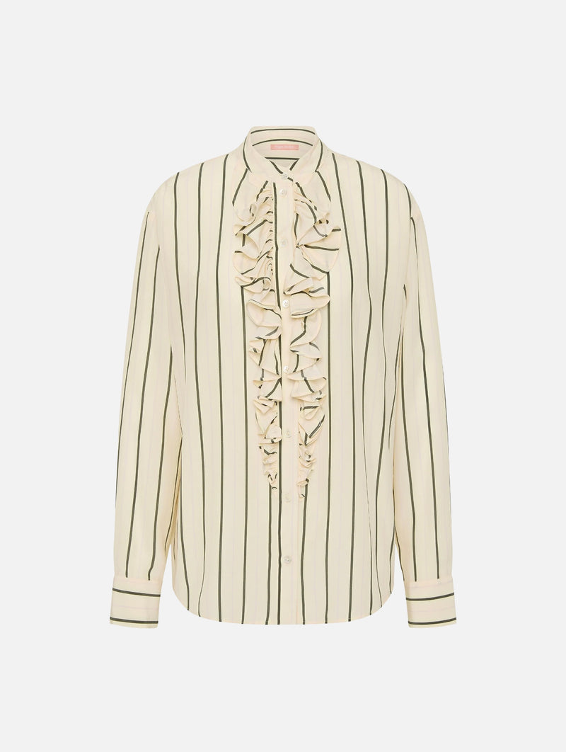 For The Frill Of It Shirt in Marshmallow and Olive Stripe