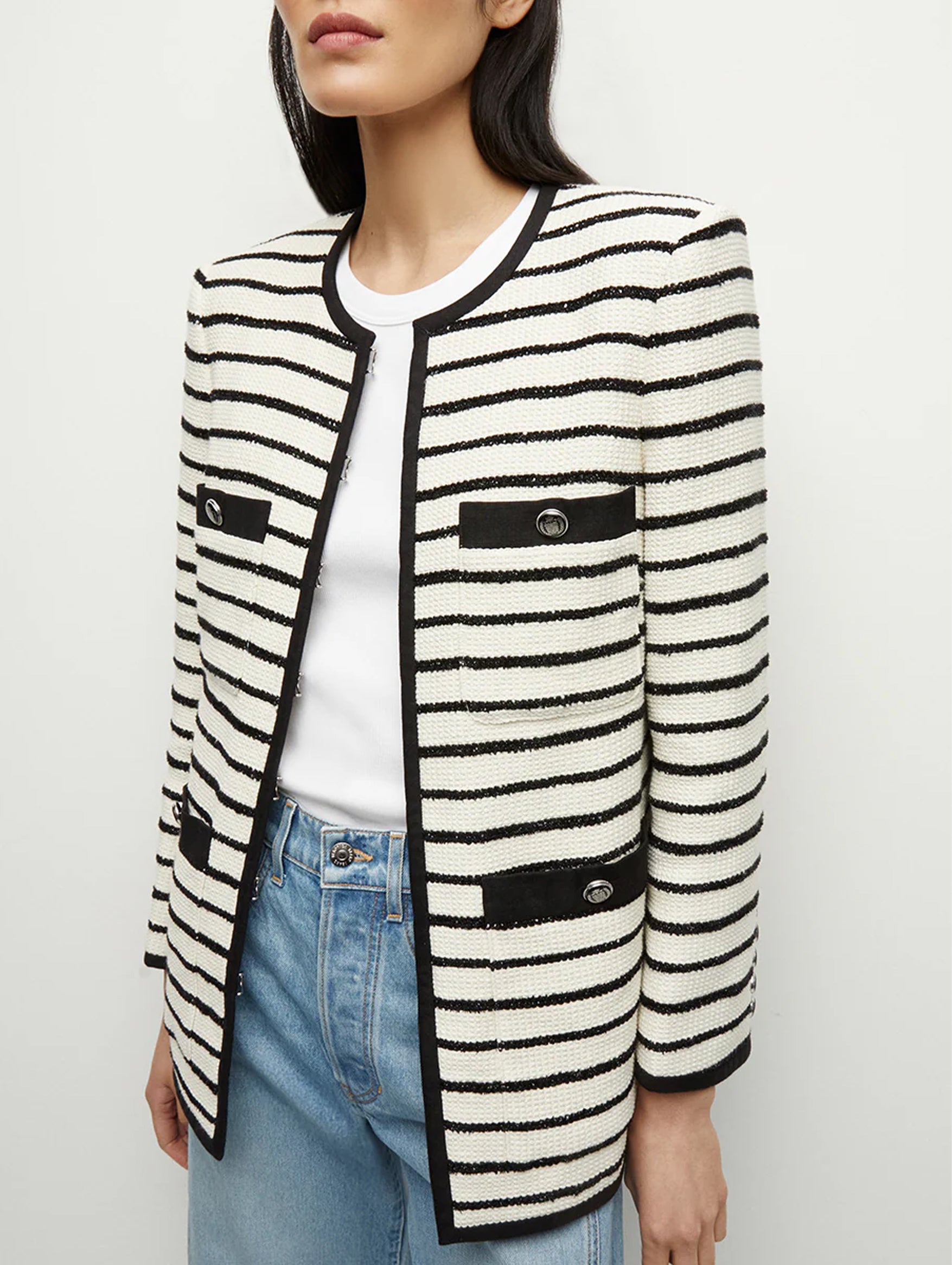 Foster Striped Dickey Jacket in Ivory Black