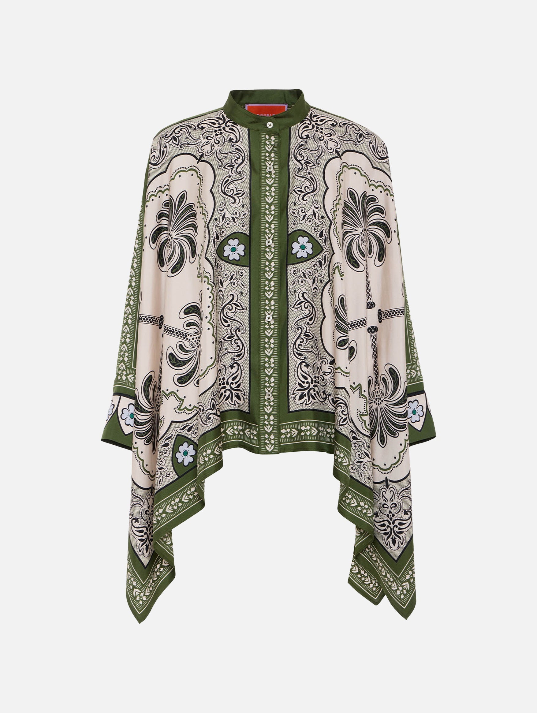 Foulard Silk Shirt In Mirage Placée Green