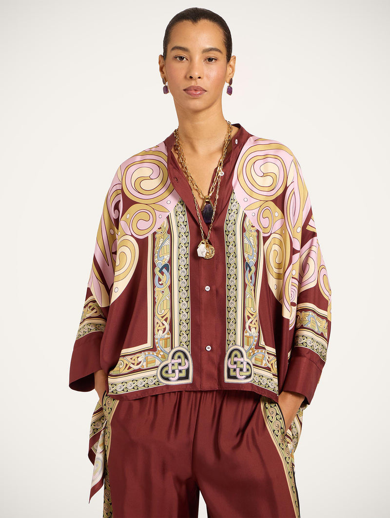 Foulard Shirt in Kells Swirl Placée Burgundy
