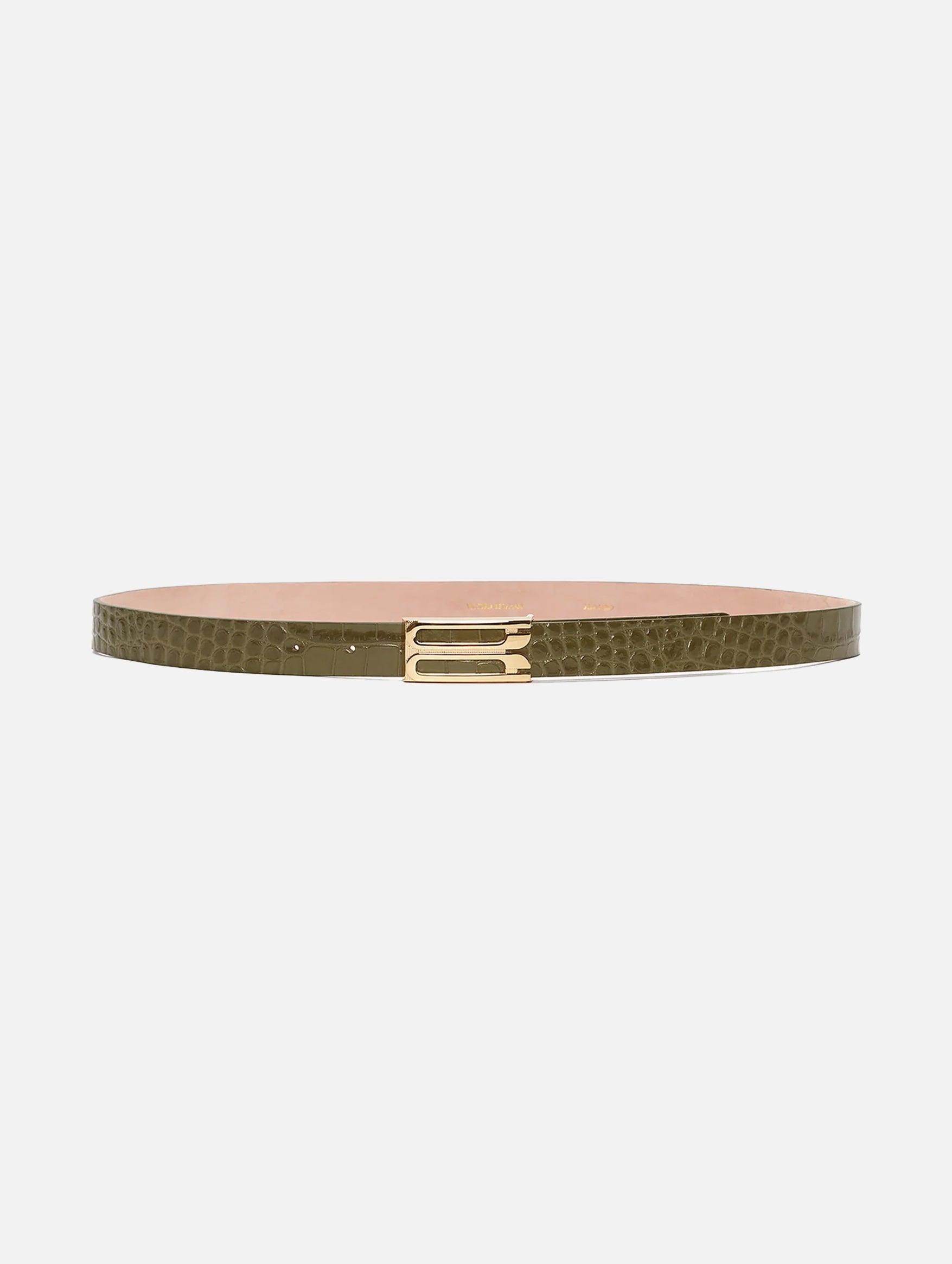 Regular Frame Belt in Khaki Embossed Croc